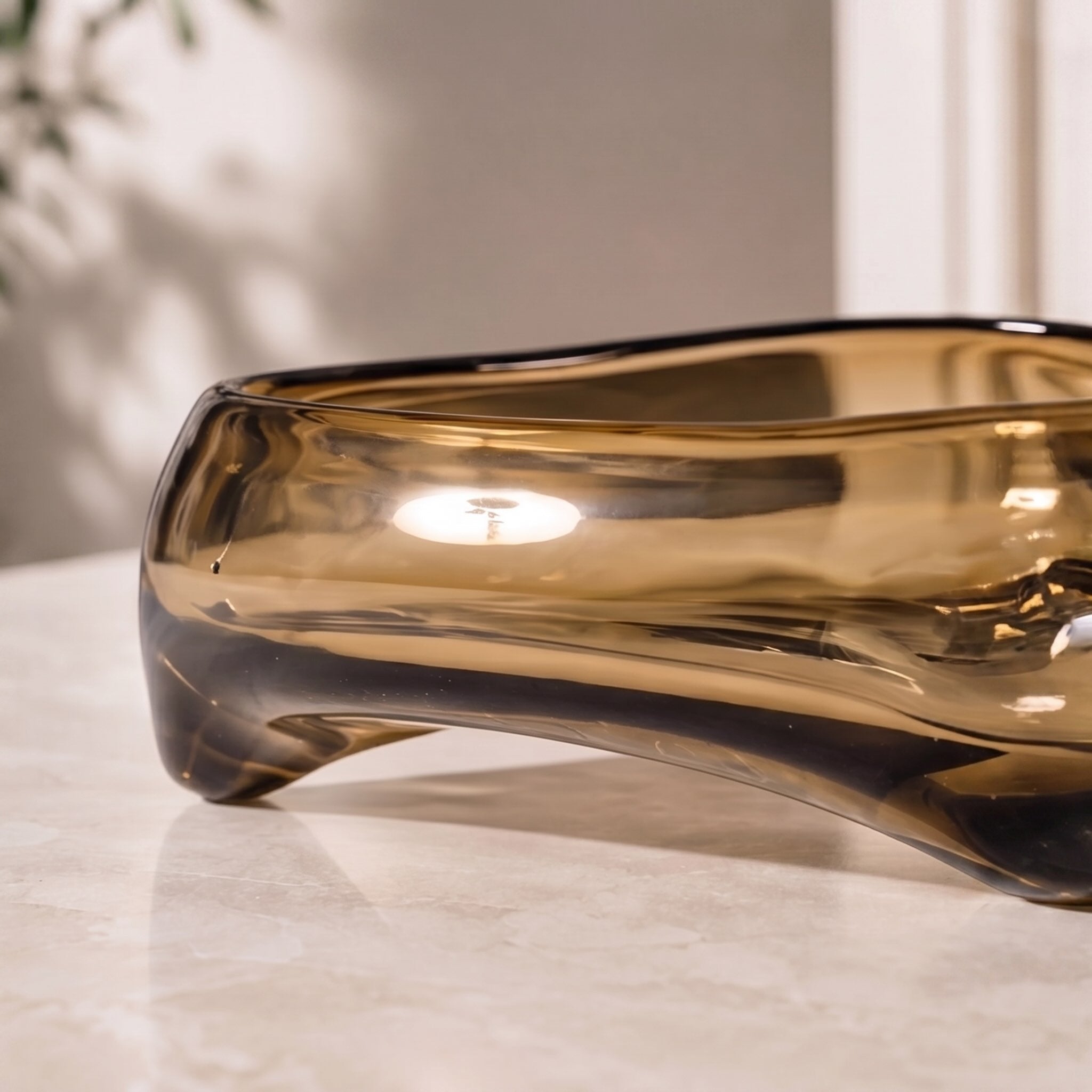 Handblown Glass Fluid Design Decorative Bowl