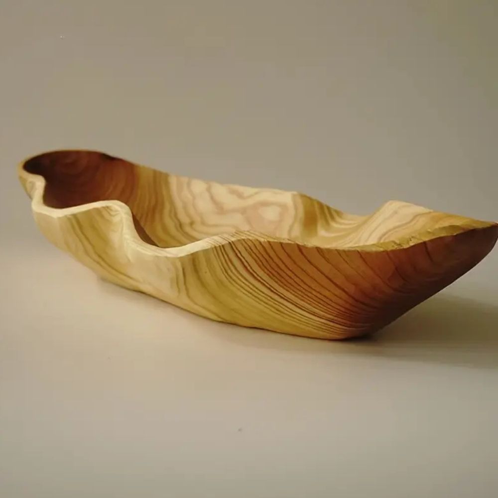 Handcrafted 3D Wood-Grain Arc Tray