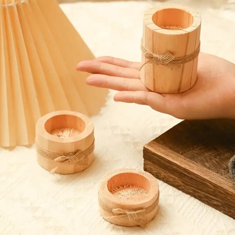 Handcrafted Bamboo Candle Holder Set (Set of 3)