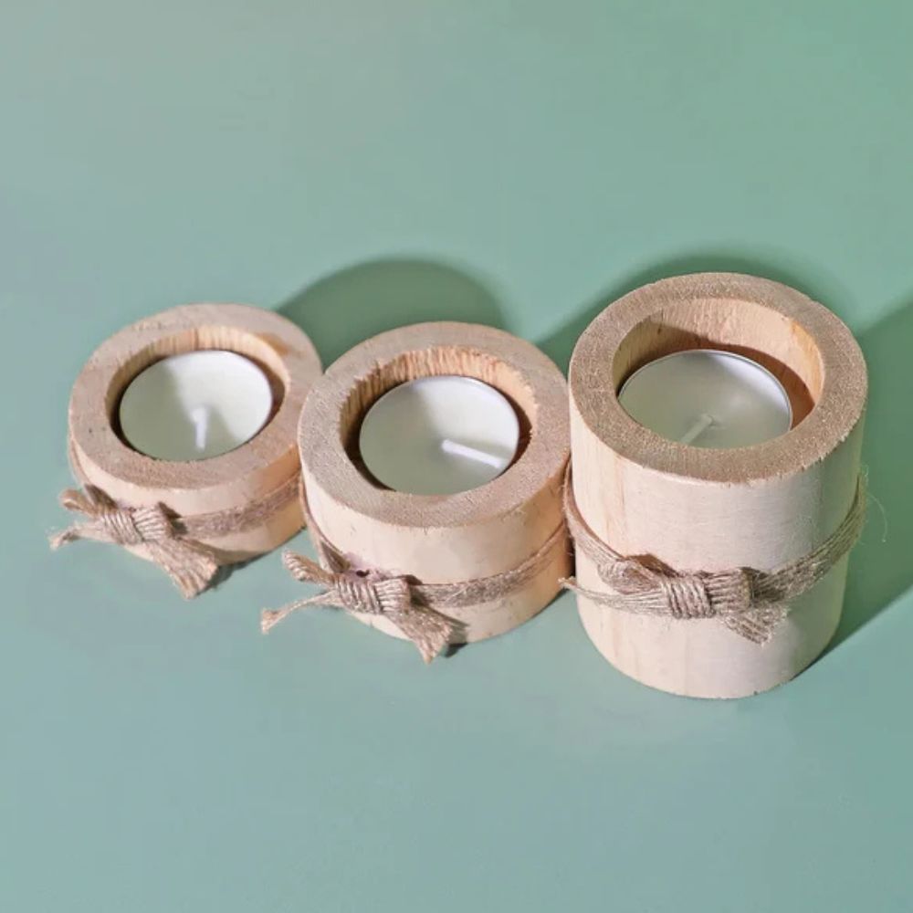 Handcrafted Bamboo Candle Holder Set (Set of 3)
