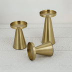 Handcrafted Brushed Brass Candle Holders (Set of 3)