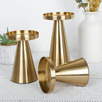 Handcrafted Brushed Brass Candle Holders (Set of 3)