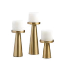 Handcrafted Brushed Brass Candle Holders (Set of 3)