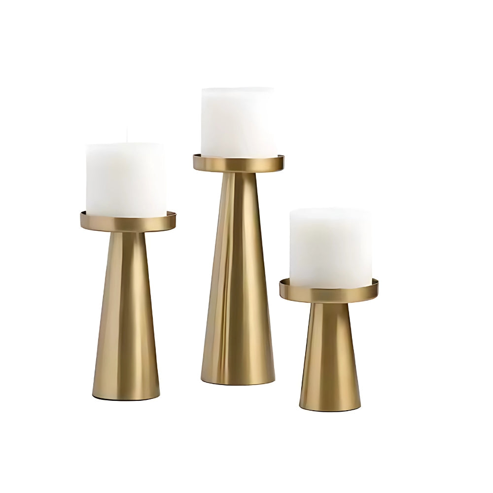 Handcrafted Brushed Brass Candle Holders (Set of 3)