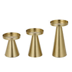 Handcrafted Brushed Brass Candle Holders (Set of 3)