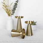 Handcrafted Brushed Brass Candle Holders (Set of 3)