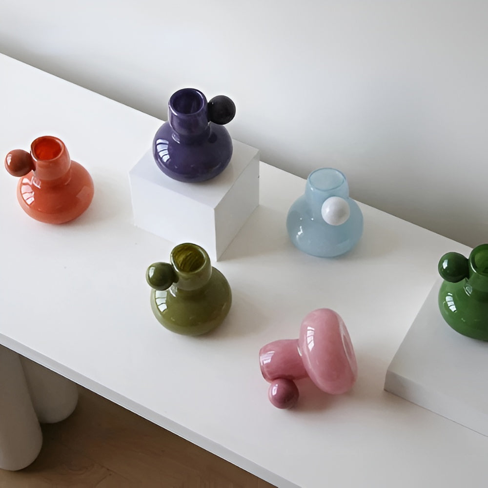 Handcrafted Candy-Toned Glass Candle Holder