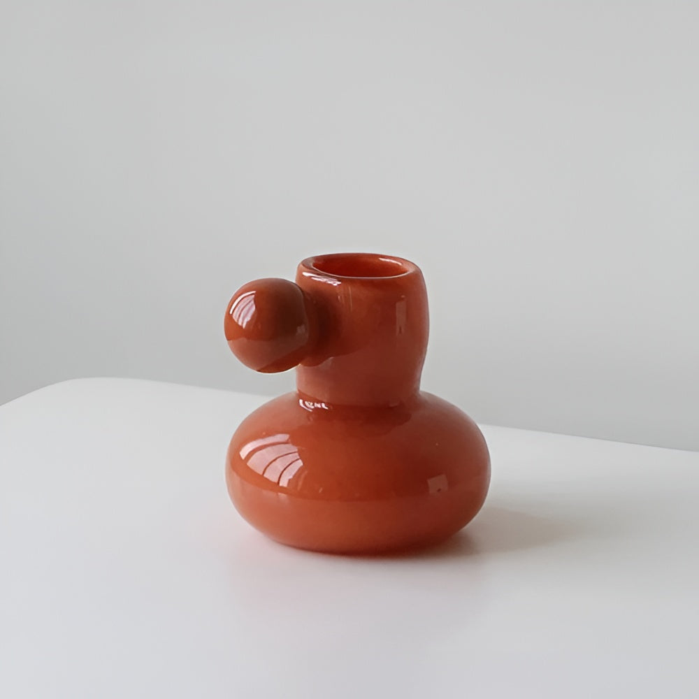 Handcrafted Candy-Toned Glass Candle Holder
