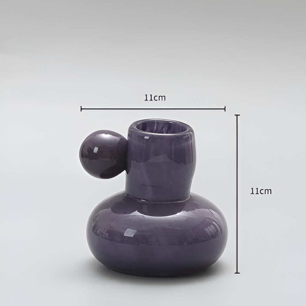 Handcrafted Candy-Toned Glass Candle Holder