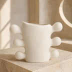Handcrafted Cream White Sculpted Ceramic Vase (Two Sizes)