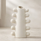 Handcrafted Cream White Sculpted Ceramic Vase (Two Sizes)