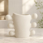Handcrafted Cream White Sculpted Ceramic Vase (Two Sizes)