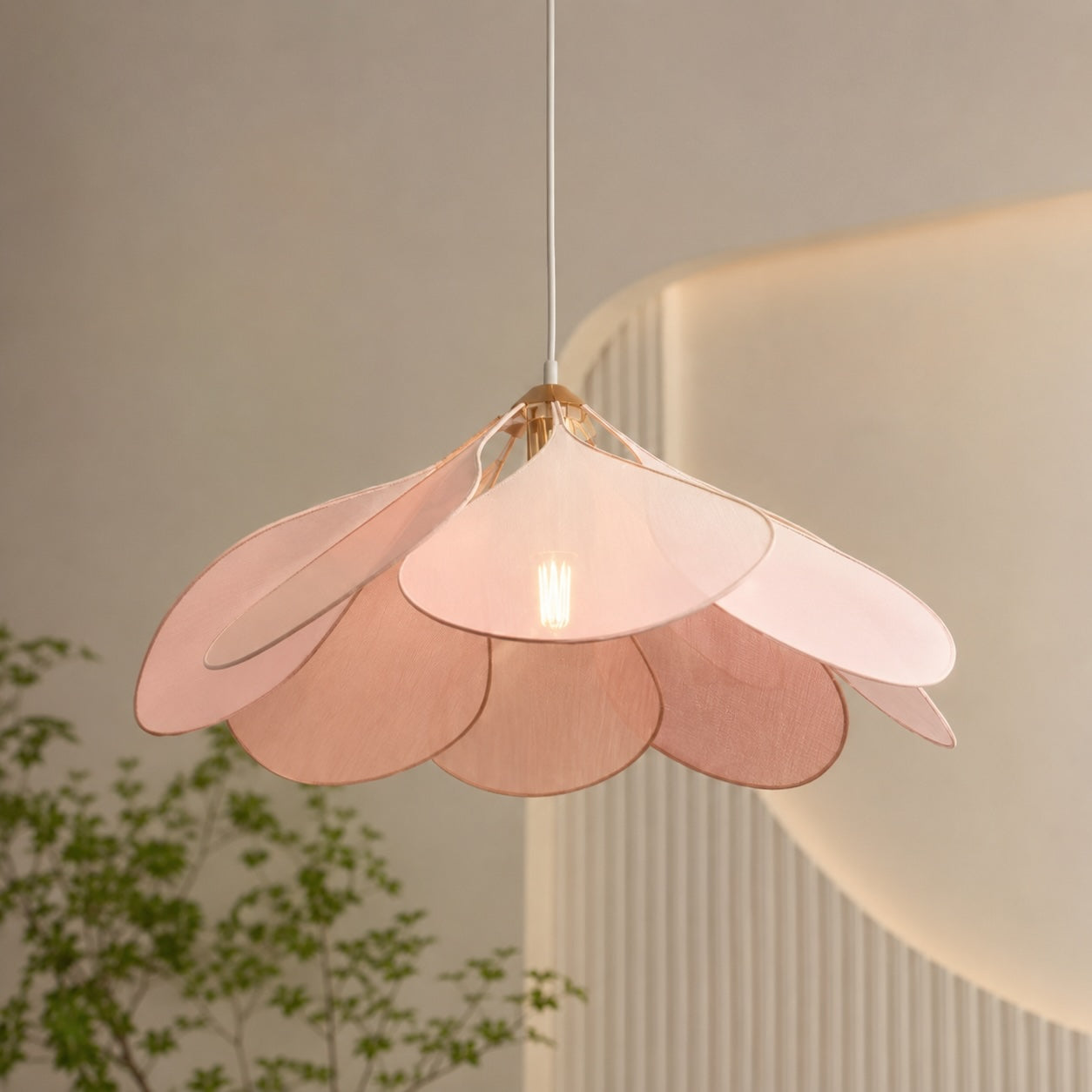 Handcrafted Floral Fabric Pendant Lamp (Adjustable Height)