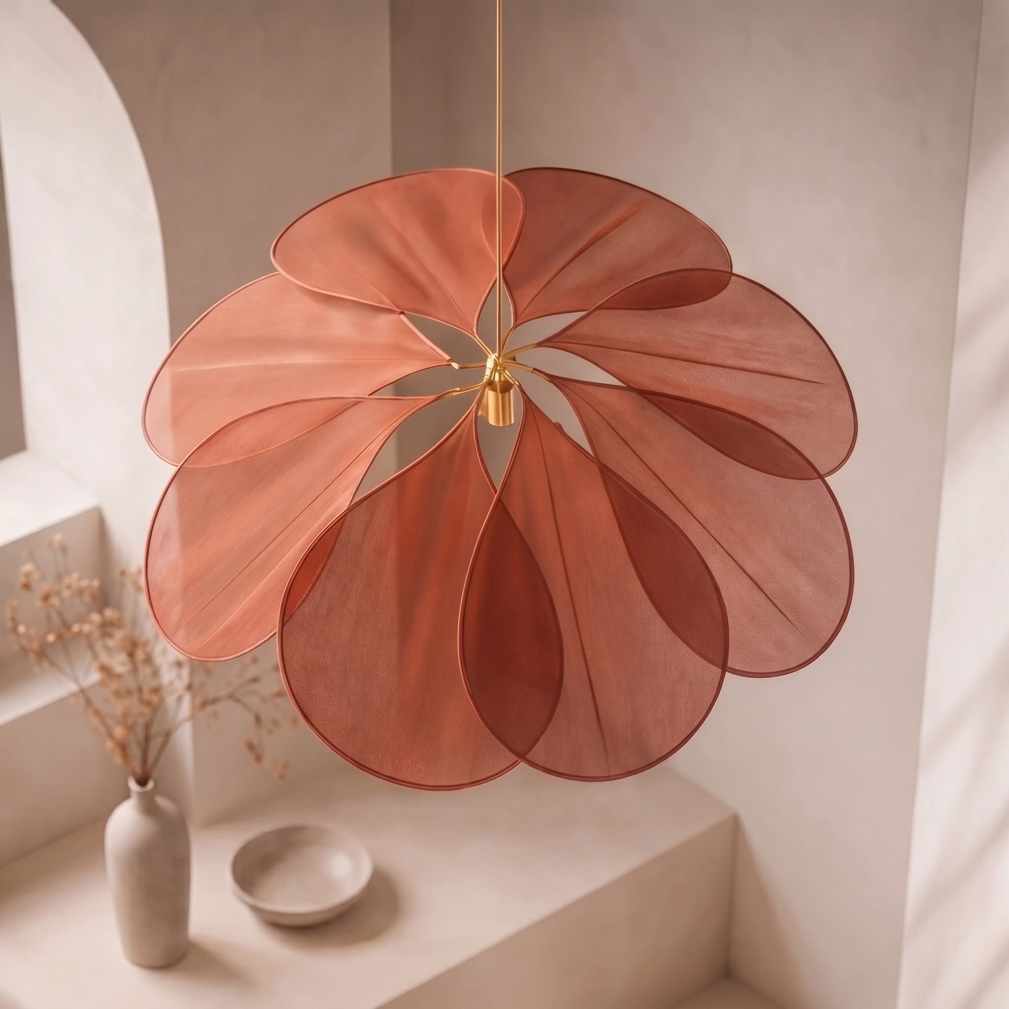 Handcrafted Floral Fabric Pendant Lamp (Adjustable Height)