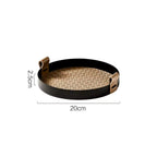 Handcrafted Metal Frame & Rattan Organizer Tray