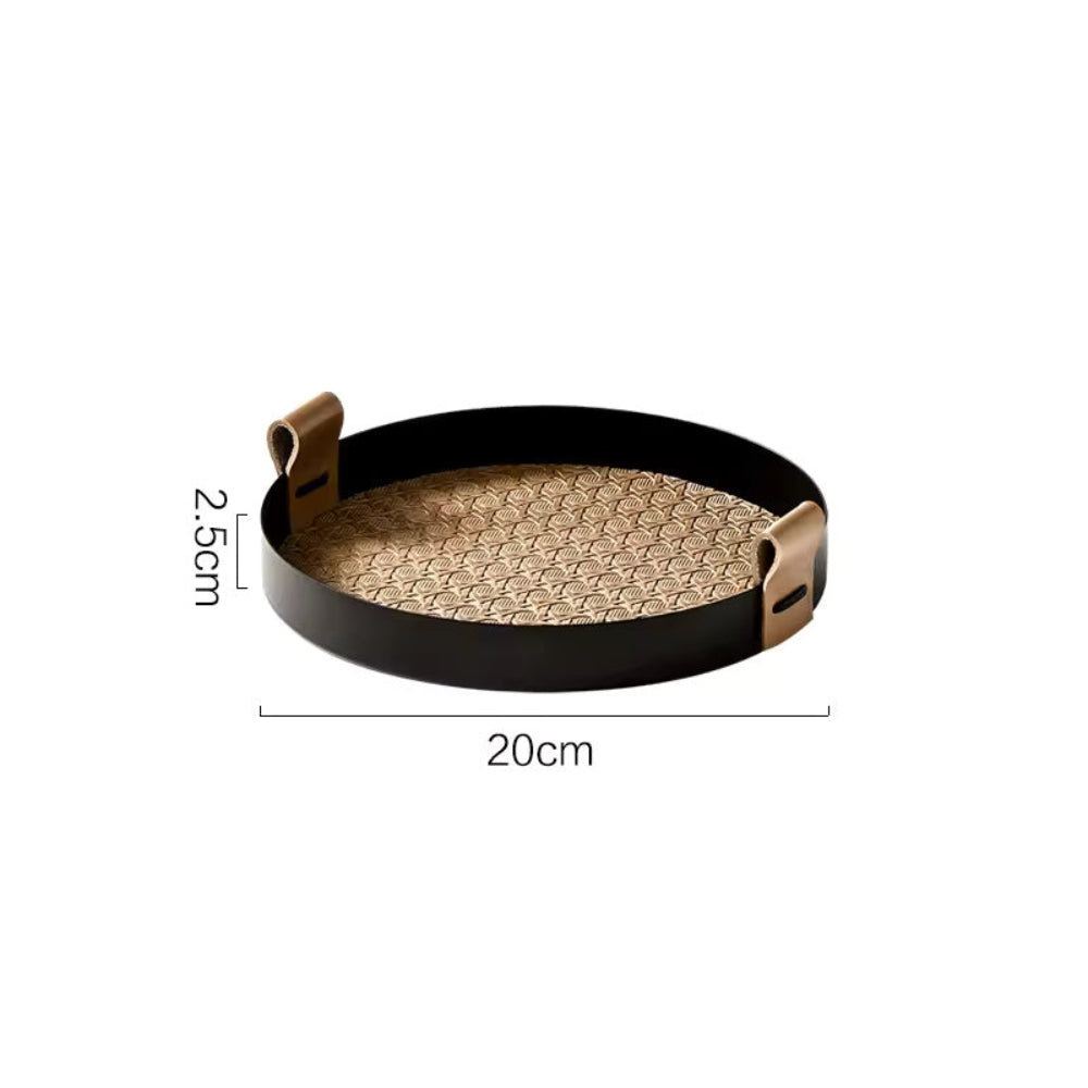 Handcrafted Metal Frame & Rattan Organizer Tray