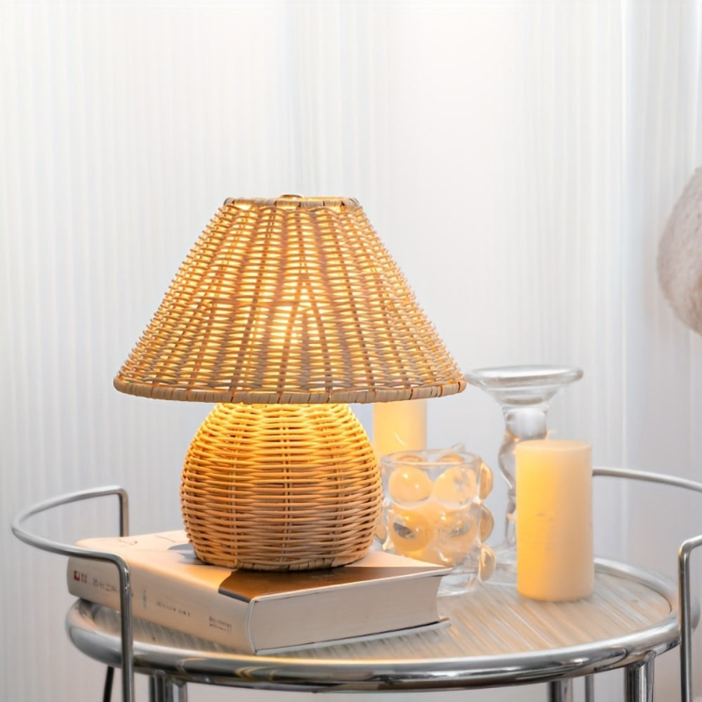 Handcrafted Natural Rattan & Bamboo Table Lamp