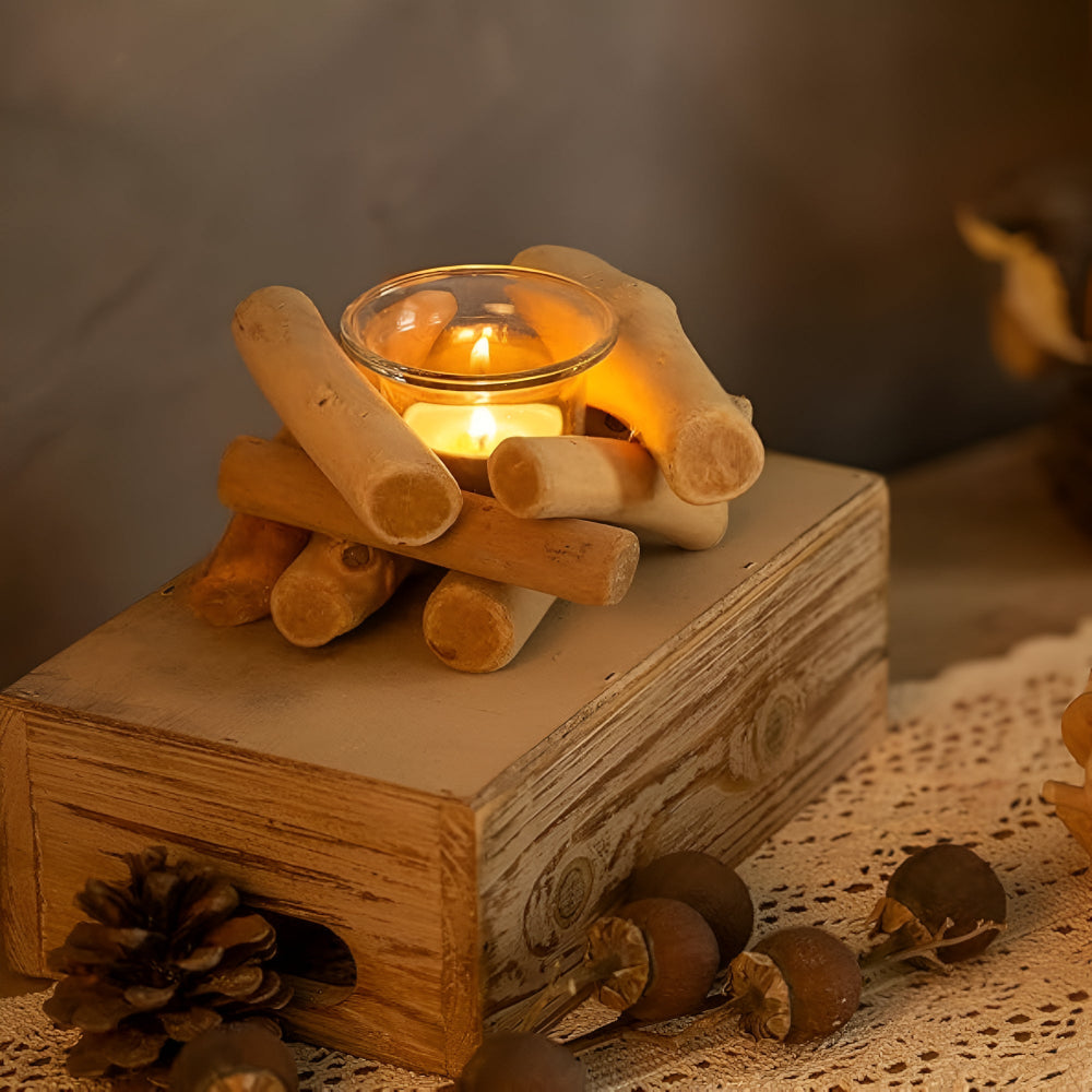 Handcrafted Reclaimed Driftwood Tealight Holder (Glass Insert)