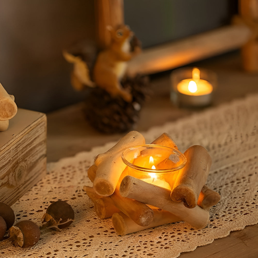 Handcrafted Reclaimed Driftwood Tealight Holder (Glass Insert)