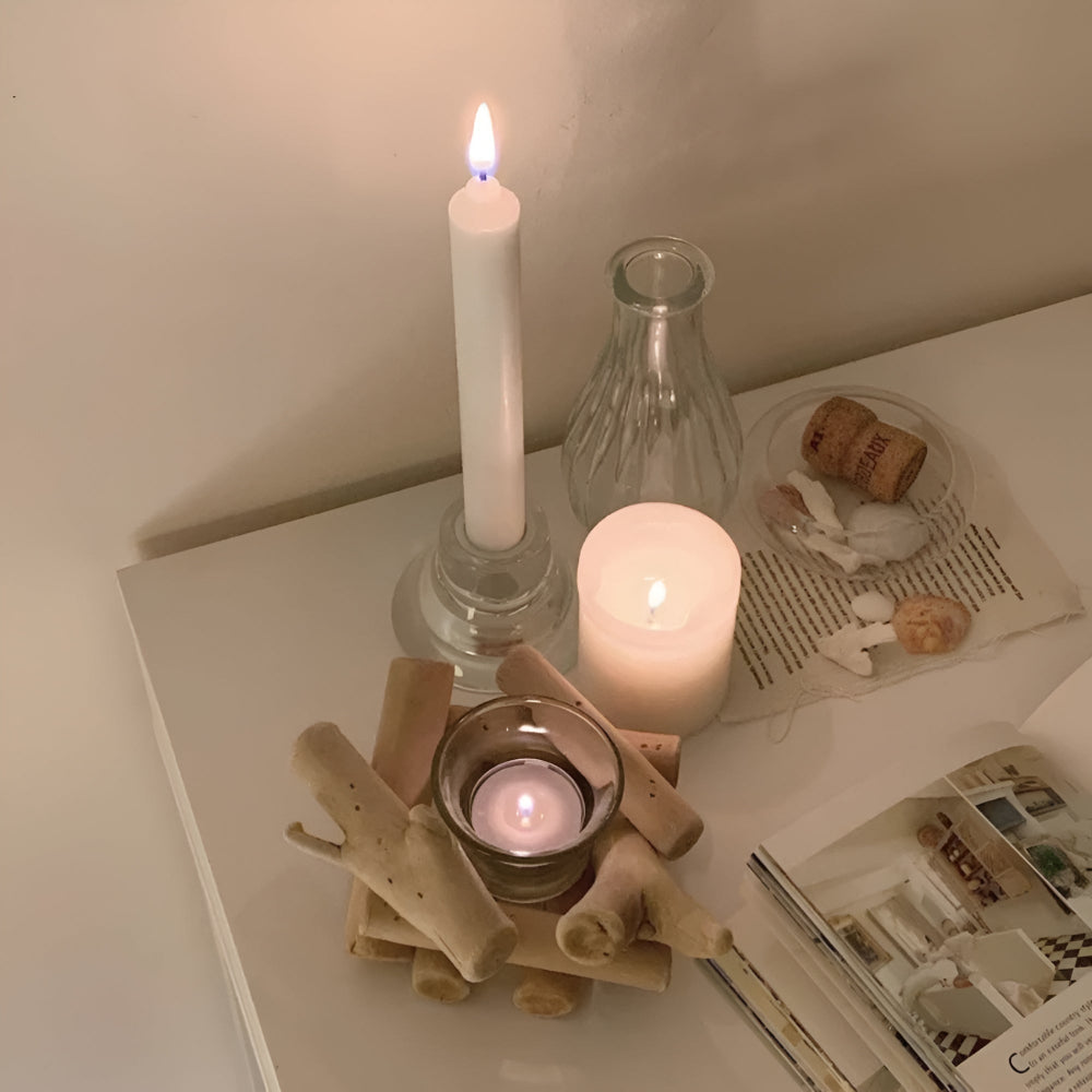 Handcrafted Reclaimed Driftwood Tealight Holder (Glass Insert)