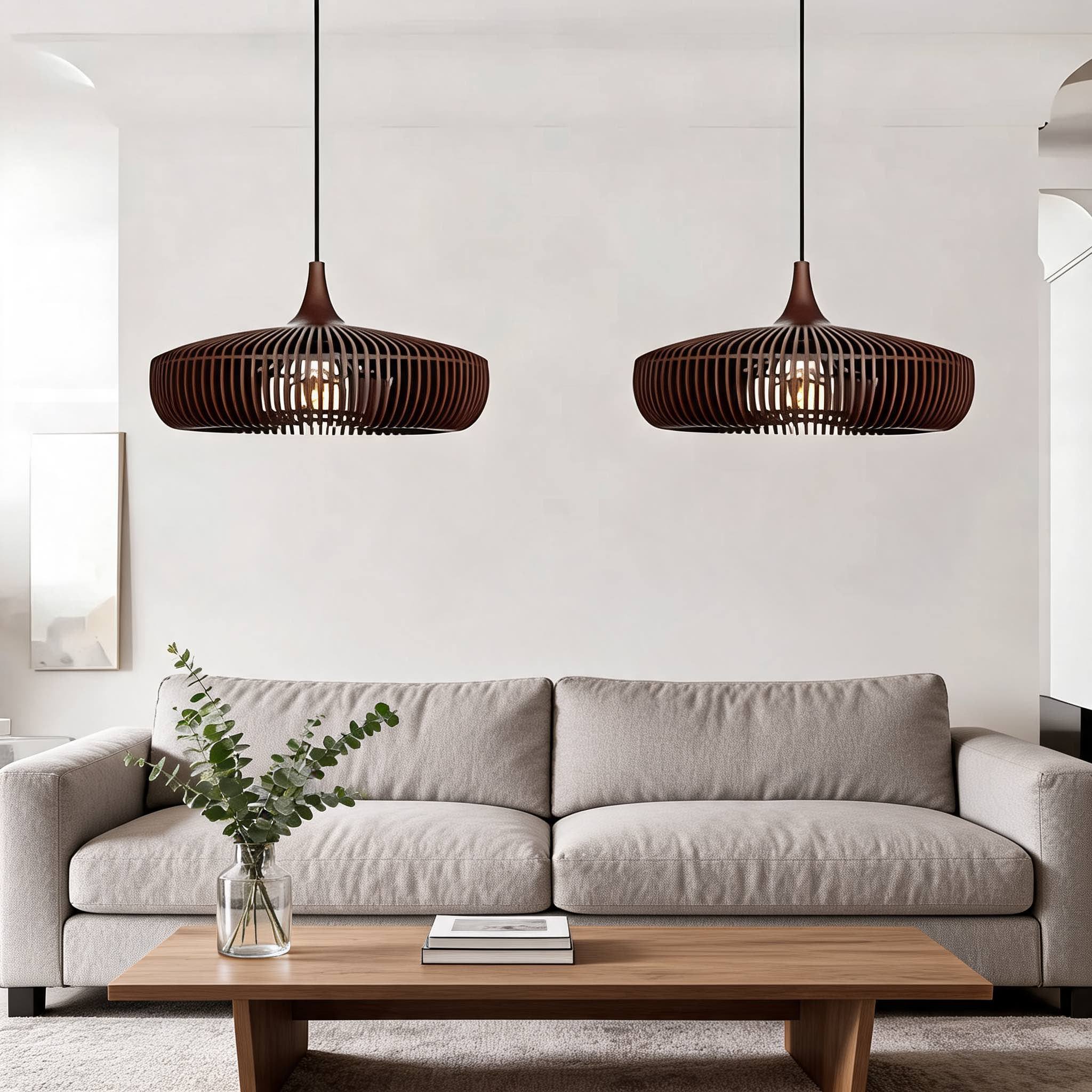 Handcrafted Solid Wood Pendant Lamp (LED Compatible)