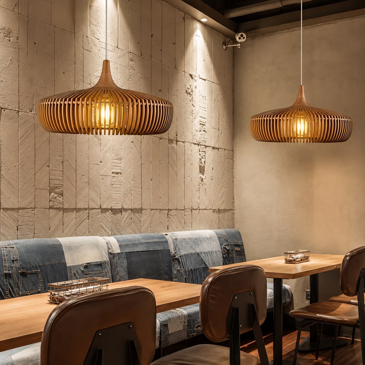 Handcrafted Solid Wood Pendant Lamp (LED Compatible)