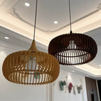 Handcrafted Solid Wood Pendant Lamp (LED Compatible)