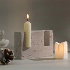 Handcrafted Travertine Taper Candle Holder (Holds 2 Tapers)