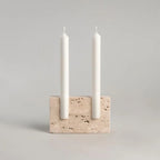 Handcrafted Travertine Taper Candle Holder (Holds 2 Tapers)