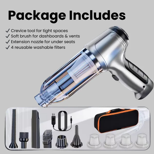 Handheld Car Vacuum Cordless 95,000PA USB-C Charging