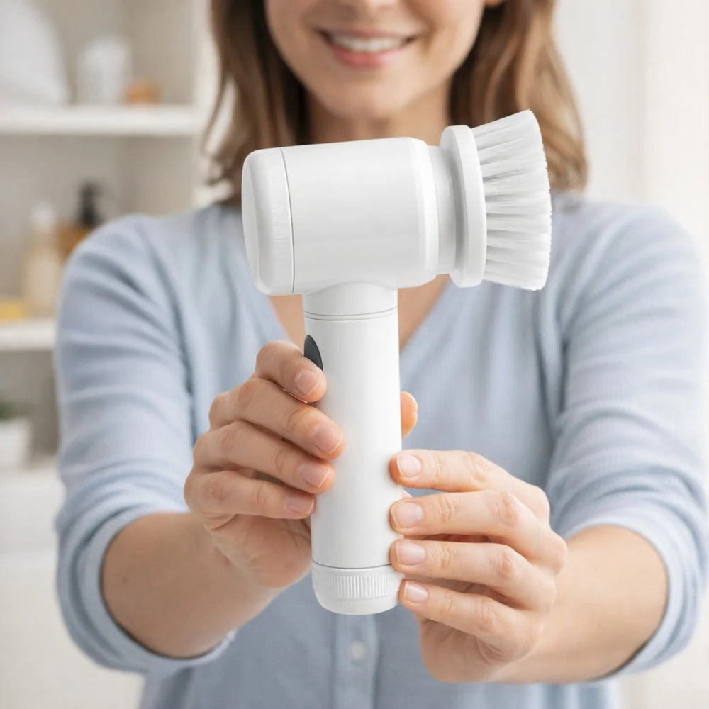 Handheld Electric Scrubber Rotary Action 5 Interchangeable Heads