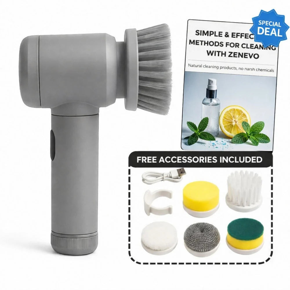Handheld Electric Scrubber Rotary Action 5 Interchangeable Heads