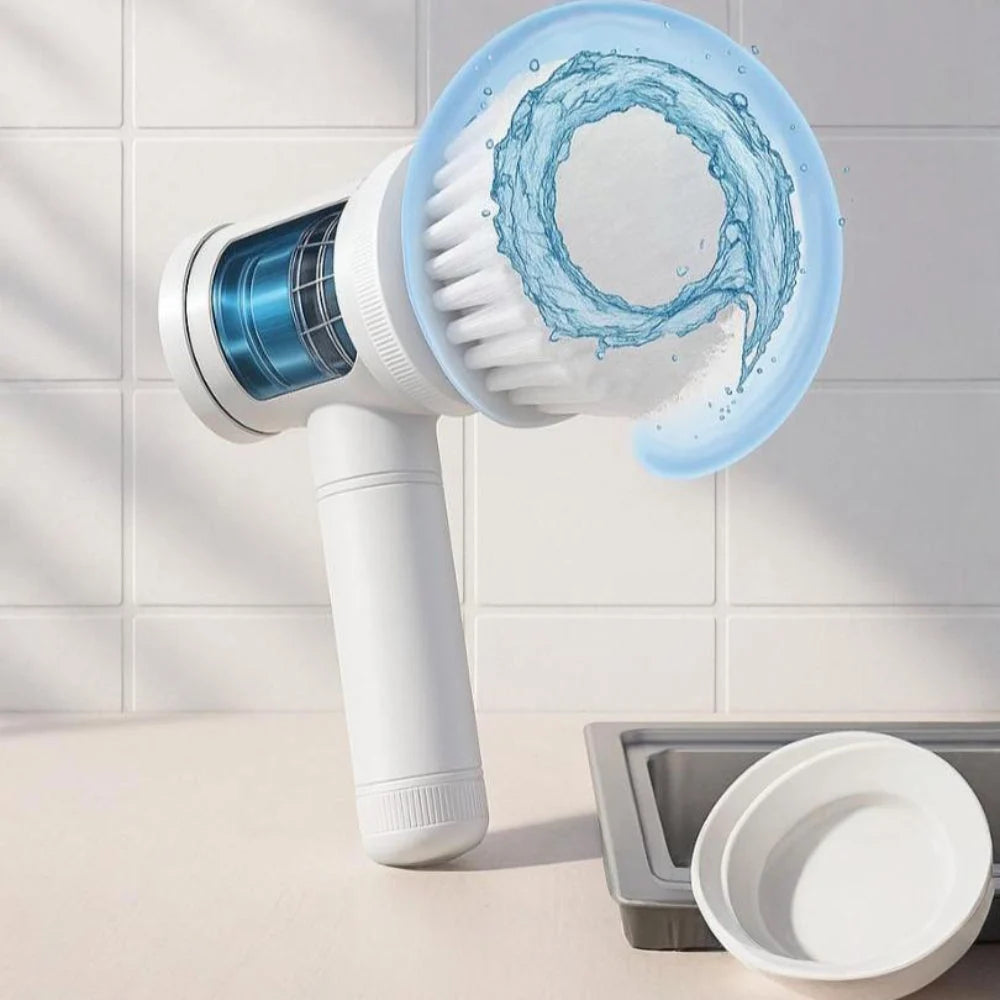 Handheld Electric Scrubber Rotary Action 5 Interchangeable Heads