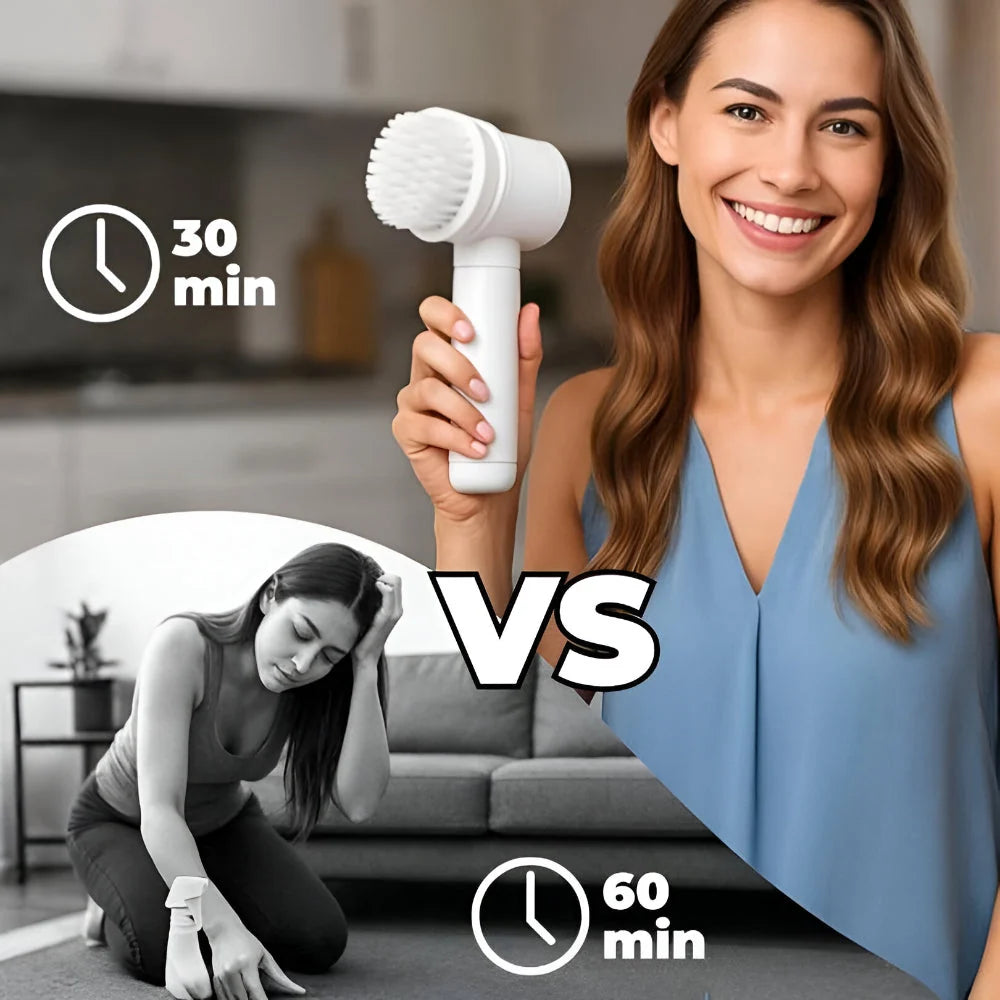 Handheld Electric Scrubber Rotary Action 5 Interchangeable Heads