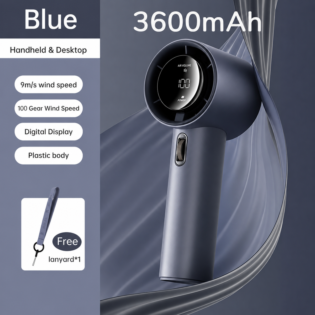 Handheld Fan Digital Display & Adjustable Speed