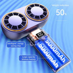 Handheld Fan Dual Air Outlets USB-C Rechargeable Five Speeds