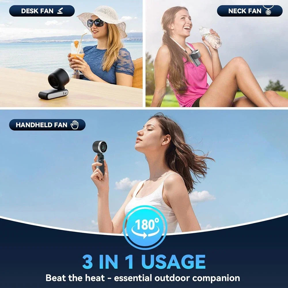 Handheld Fan Foldable Compact Five-Speed USB Rechargeable