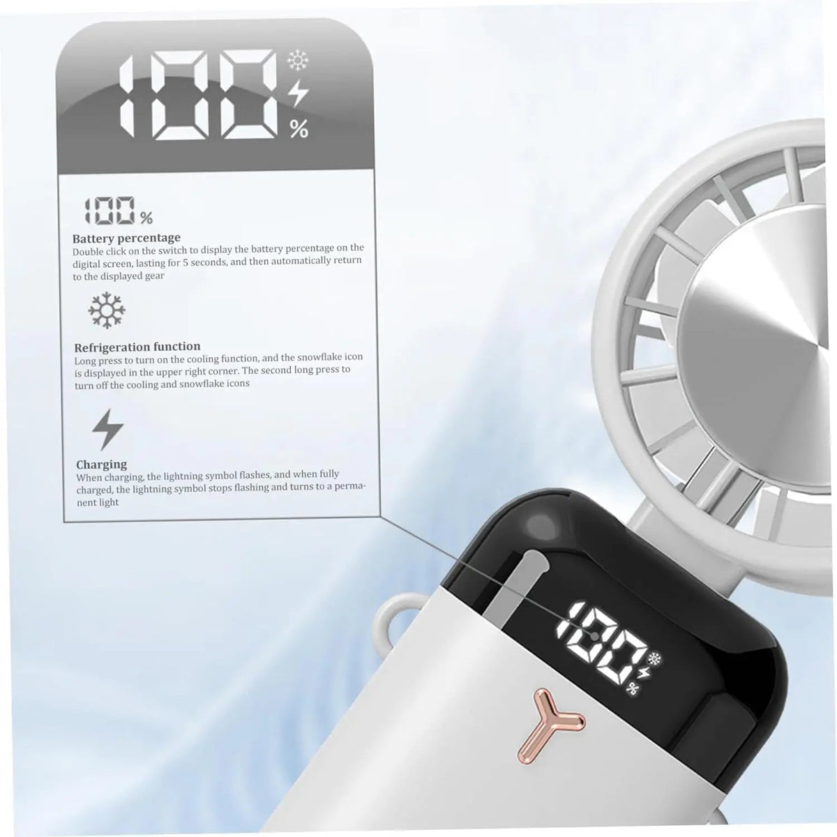 Handheld Fan Instant Cooling USB Rechargeable 12 Hours