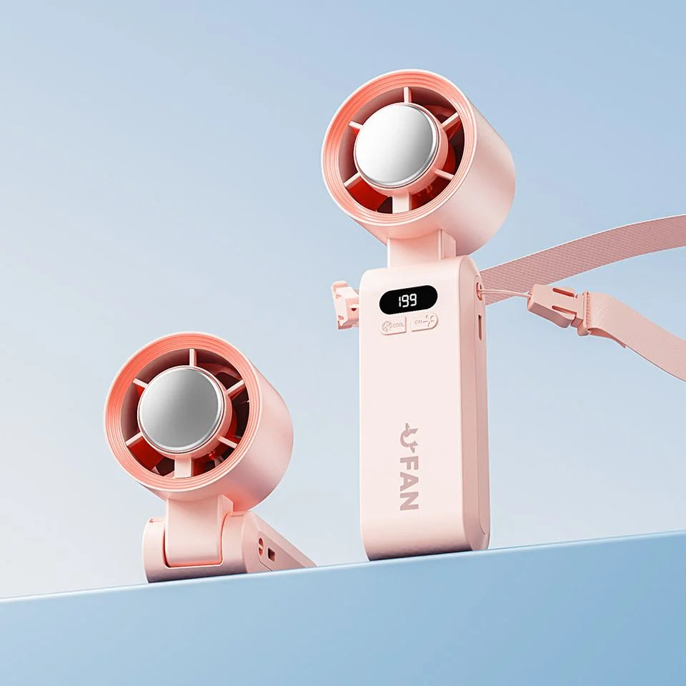 Handheld Fan Integrated Ice Cooling Adjustable Speed USB Rechargeable