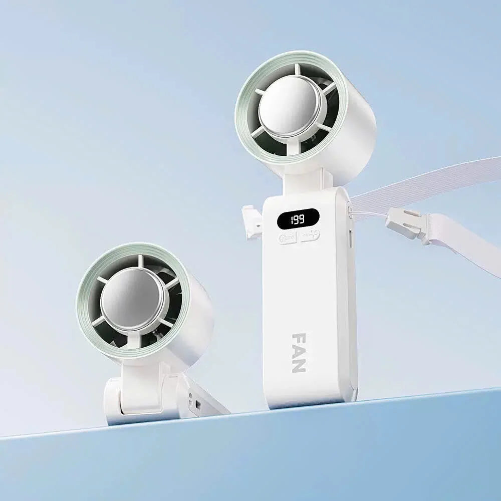 Handheld Fan Integrated Ice Cooling Adjustable Speed USB Rechargeable