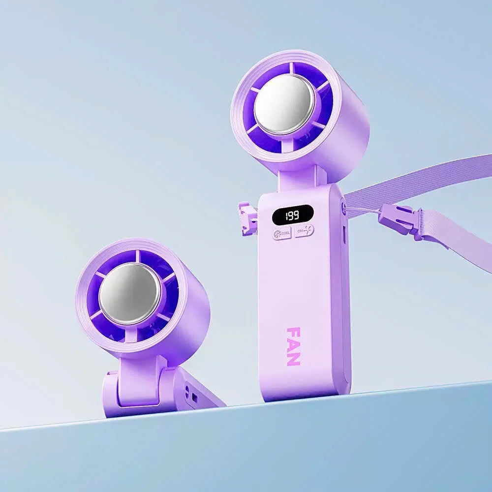 Handheld Fan Integrated Ice Cooling Adjustable Speed USB Rechargeable
