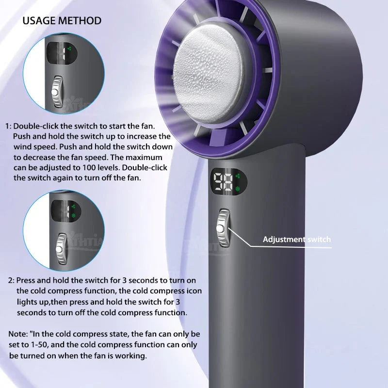 Handheld Fan Semiconductor Cooling 3000mAh Battery