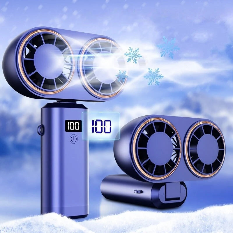 Handheld Fan USB Rechargeable Foldable Digital Display