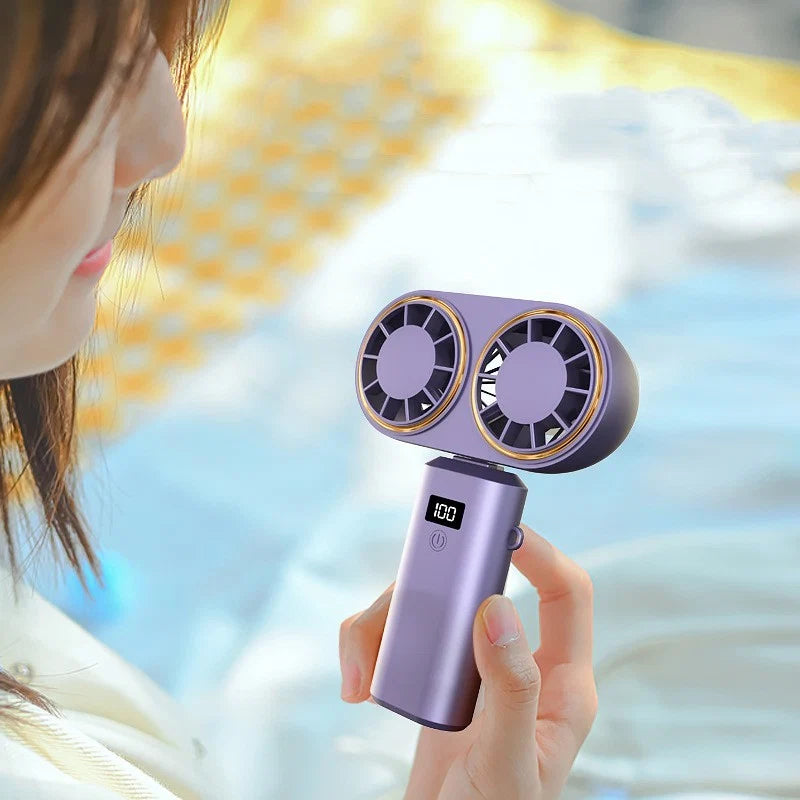 Handheld Fan USB Rechargeable Foldable Digital Display