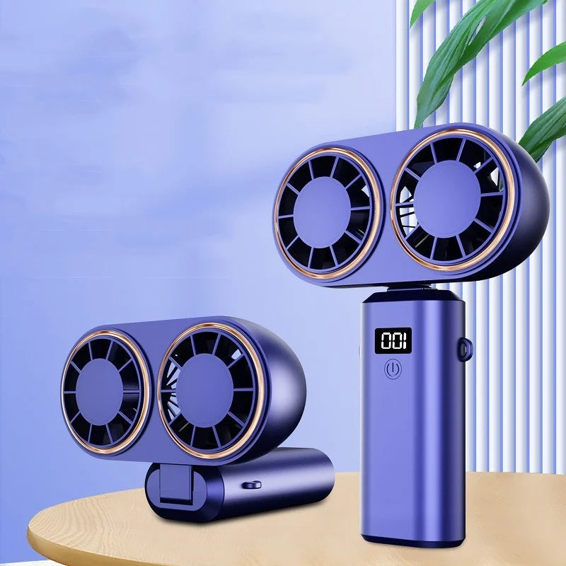 Handheld Fan USB Rechargeable Foldable Digital Display