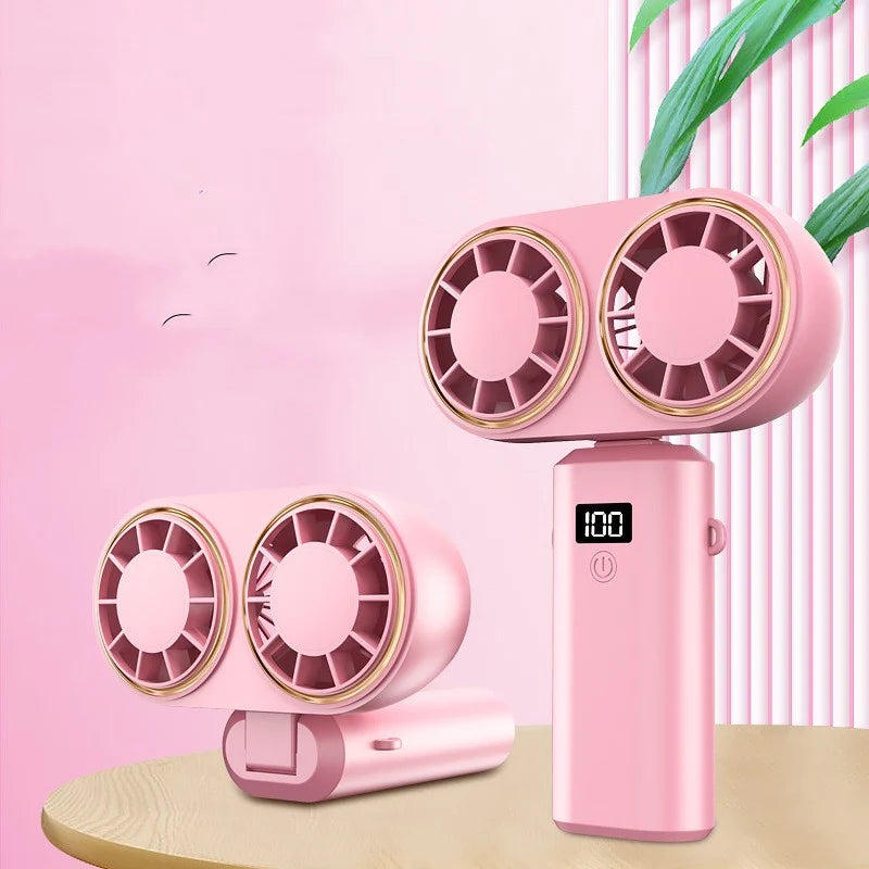 Handheld Fan USB Rechargeable Foldable Digital Display