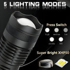 Handheld Flashlight USB Rechargeable 3 Modes IPX6