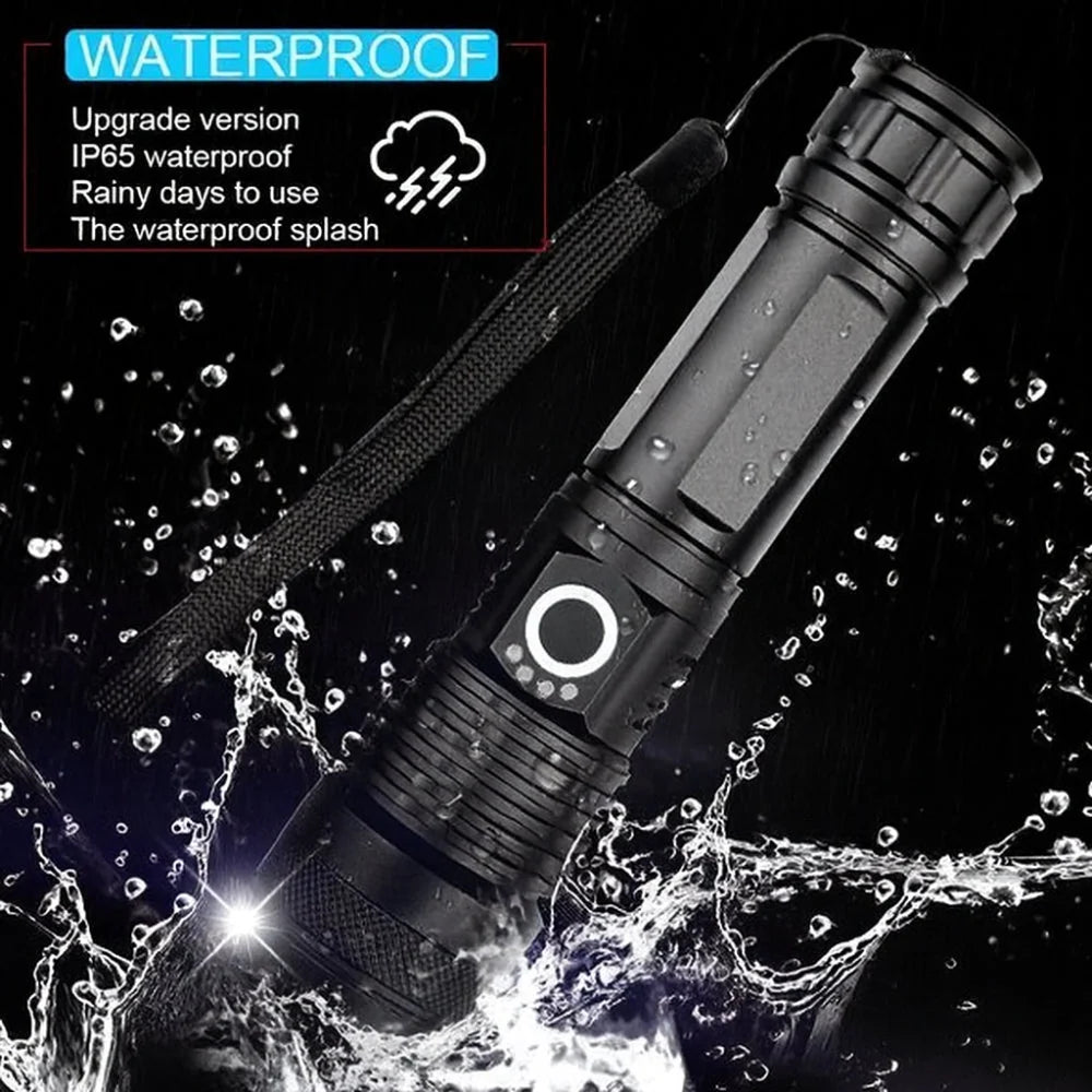 Handheld Flashlight USB Rechargeable 3 Modes IPX6
