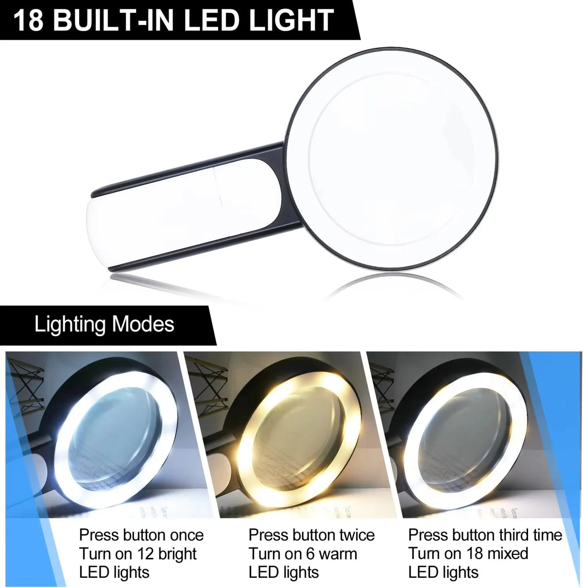 Handheld Magnifying Glass 30x Magnification & LED Light
