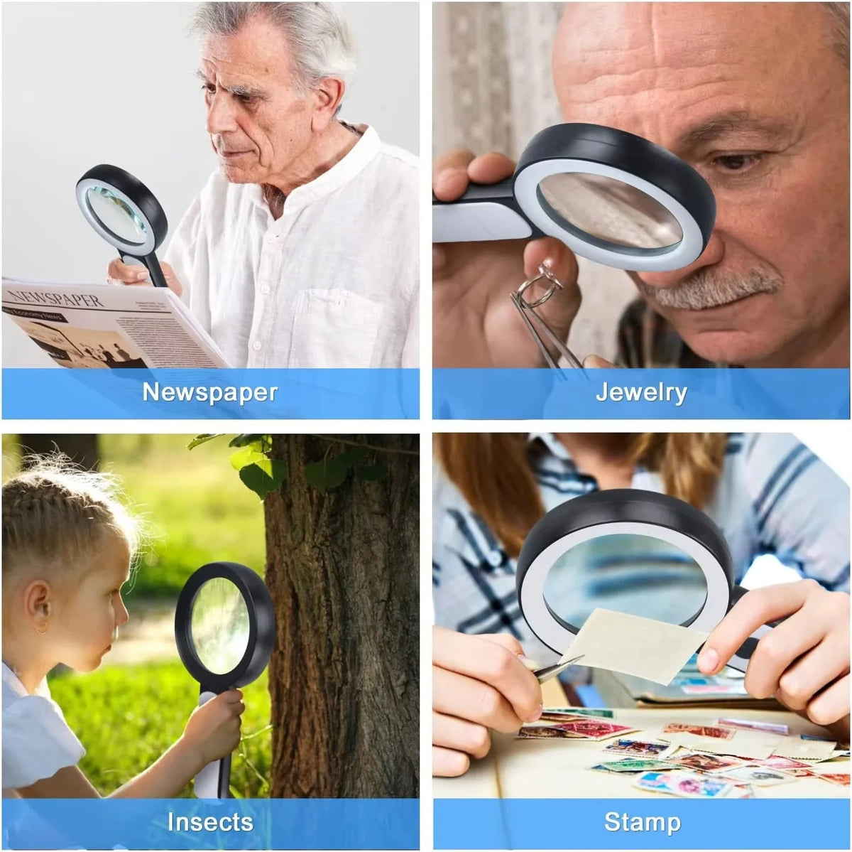 Handheld Magnifying Glass 30x Magnification & LED Light